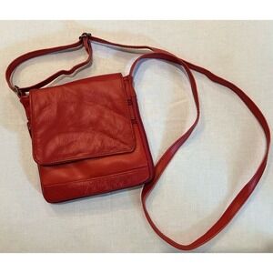 Expandable Red Faux Leather Crossbody with an Adjustable Strap Shoulder Bag